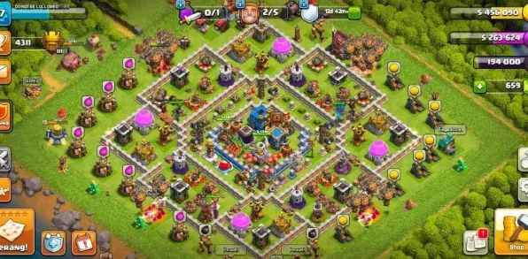 COC205 Maxed TH12 Base 5 Builders Mayan Hero Skins Lv45 King Queen Lv21 Warden Lv20 Royal Champion 159 Gems 